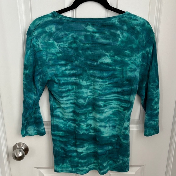 Glima Teal Tie-Dye 3/4 Sleeve Top - Picture 5 of 5